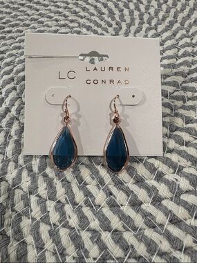 ⭐️ 5/$25  Lauren Conrad Teardrop Dangle Earrings in Teal and Gold-Tone